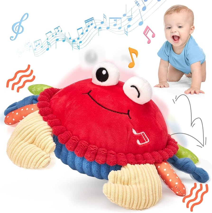 hahaland Baby 6+ Months Tummy Time Musical Bouncing Crab Crawling Toy | Amazon (US)