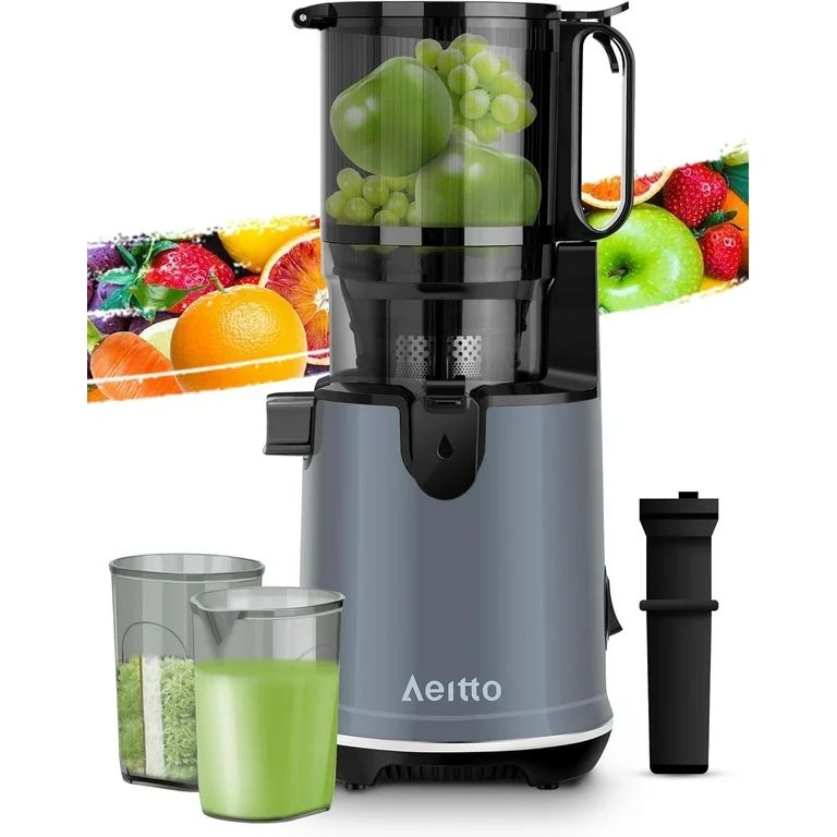 Aeitto Cold Press Juicer, Juicer Machine with 5.3" Large Feed Chute, 250W Whole Fruit juicer, 1.7... | Walmart (US)