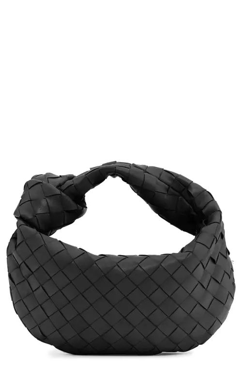 Bottega Veneta Mini Jodie Leather Hobo in Black/Silver at Nordstrom | Nordstrom