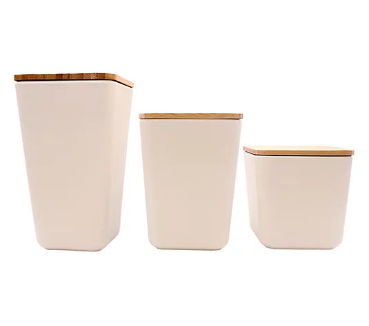 California Home Goods 3-Piece Pantry Canisters with Bamboo Lids - QVC.com | QVC