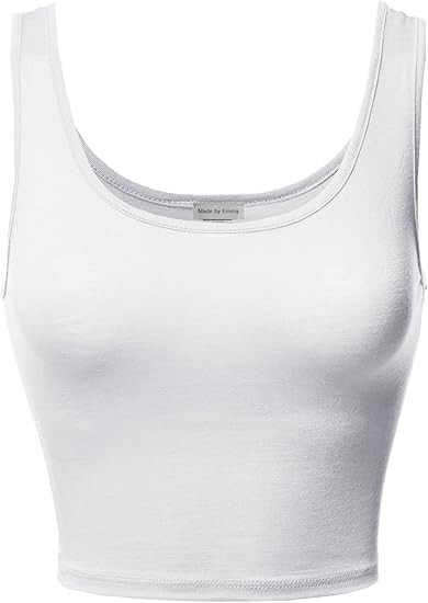 Made by Emma Women's Junior Sized Basic Solid Sleeveless Crop Tank Top | Amazon (US)
