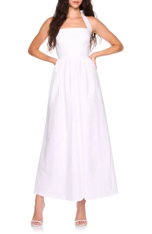 Susana Monaco Halter Neck Cotton Poplin Dress in Sugar at Nordstrom, Size Medium | Nordstrom