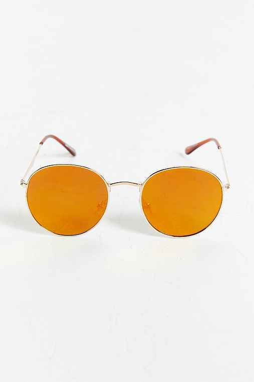 Metal Flat Lens Round Sunglasses,GOLD,ONE SIZE | Urban Outfitters US