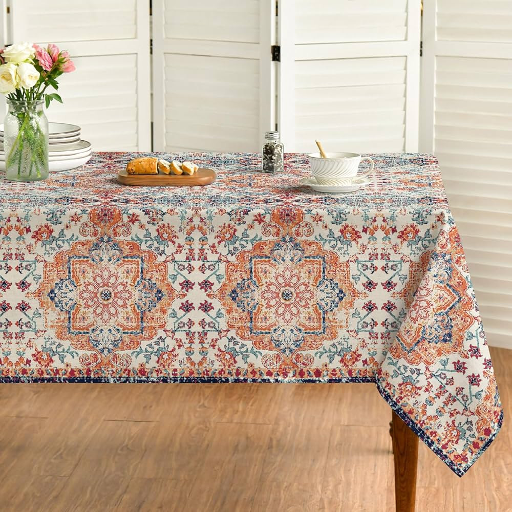 Horaldaily Boho Bohemia Style Tablecloth 60x84 Inch Rectangular, Vintage Country Rustic Farmhouse... | Amazon (US)