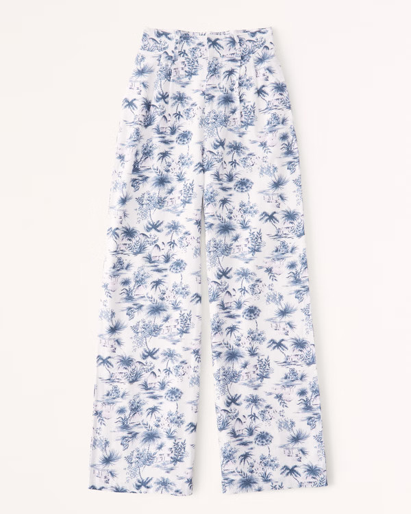 Women's Tailored Linen-Blend Wide Leg Pants | Women's Bottoms | Abercrombie.com | Abercrombie & Fitch (US)