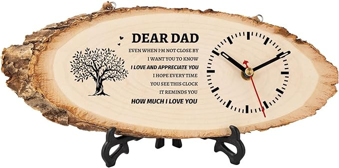 Gifts for Dad, Fathers Day Wooden Clock Gifts from Daughter Son Kids, Dad Birthday Gift Idea for ... | Amazon (US)