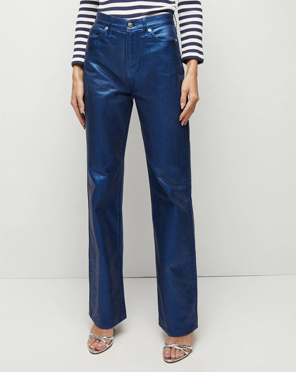 Dylan Straight-Leg Jean | Metallic Coating | Veronica Beard