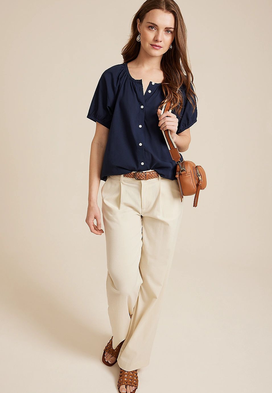 Puff Sleeve Button Down Blouse | Maurices