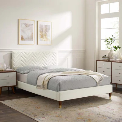 Modway Leah Chevron Tufted Performance Velvet Platform Bed | Wayfair North America
