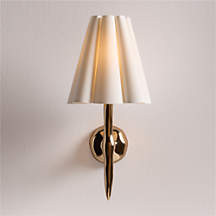 Colette Hammered Brass Wall Sconce Light Set of 2 | Crate & Barrel | Crate & Barrel