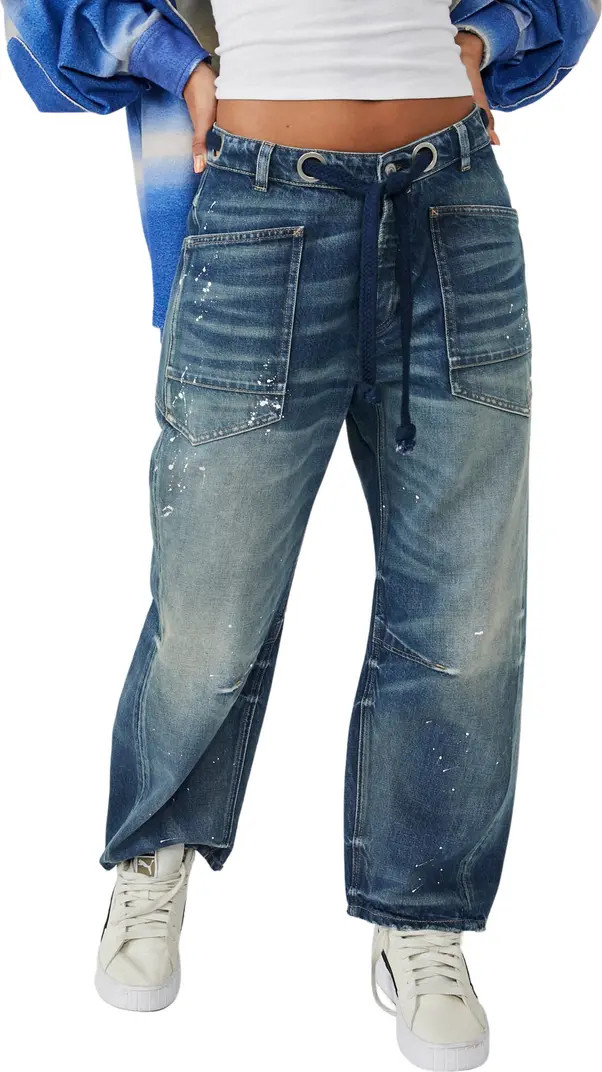 We the Free Moxie Barrel Paint Splatter Jeans | Nordstrom