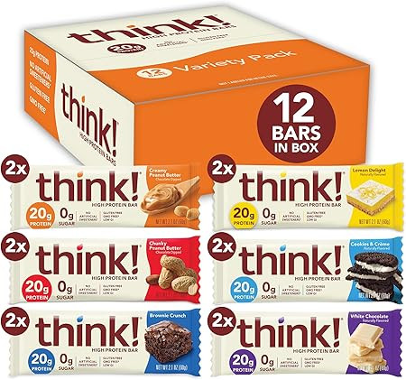 think! Protein Bars, High Protein Snacks, Gluten Free, Low Sugar Energy Bar with Whey Protein Iso... | Amazon (US)