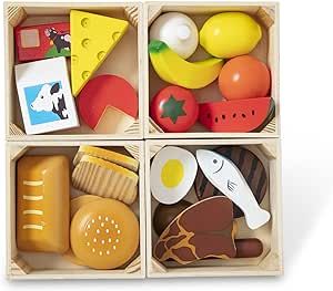 Amazon.com: Melissa & Doug Food Groups - 21 Wooden Pieces and 4 Crates, Multi - Play Food Sets Fo... | Amazon (US)