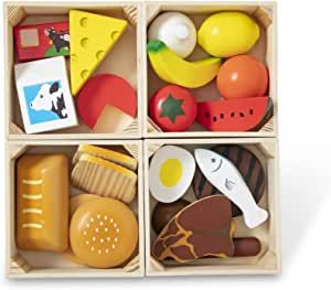 Amazon.com: Melissa & Doug Food Groups - 21 Wooden Pieces and 4 Crates, Multi - Play Food Sets Fo... | Amazon (US)