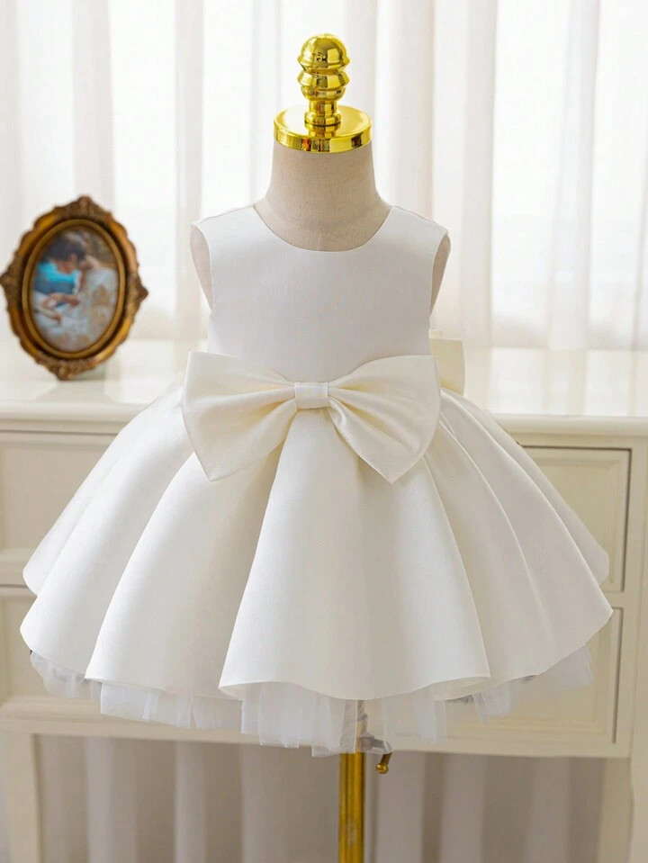 Glamorique Kids Baby Girl Christmas Partywear White Santa Dress, Elegant Princess Tulle Dress Wit... | SHEIN
