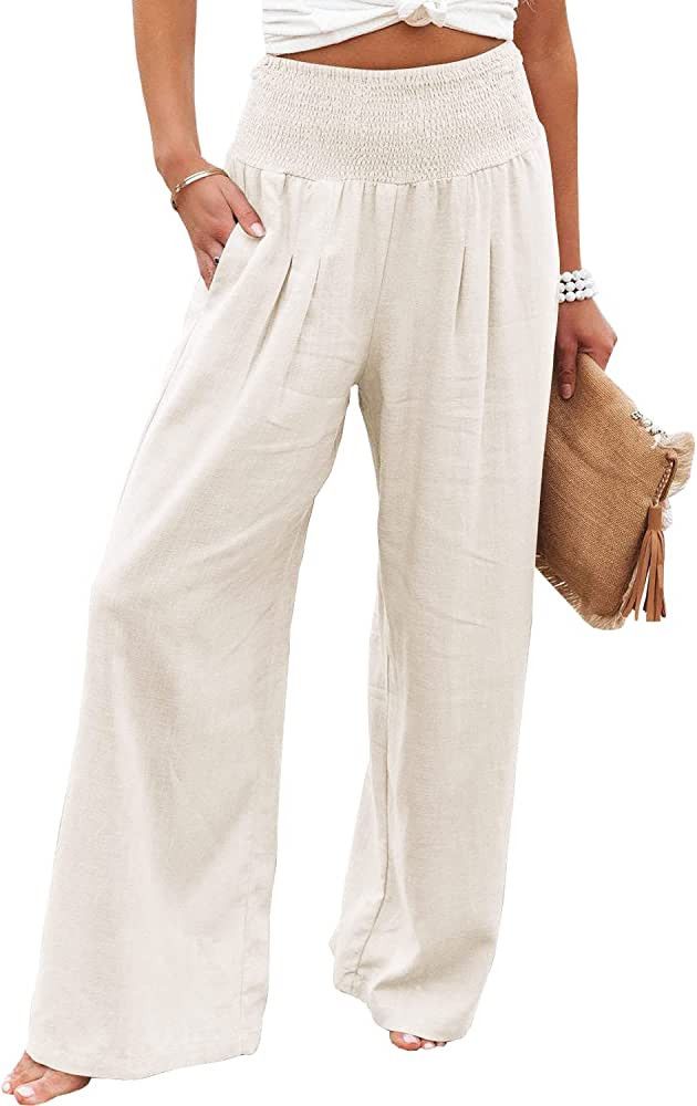 Yanekop Women Yoga Sweatpants Comfy Wide Leg Palazzo Lounge Pants High Waist Joggers with Pockets | Amazon (US)