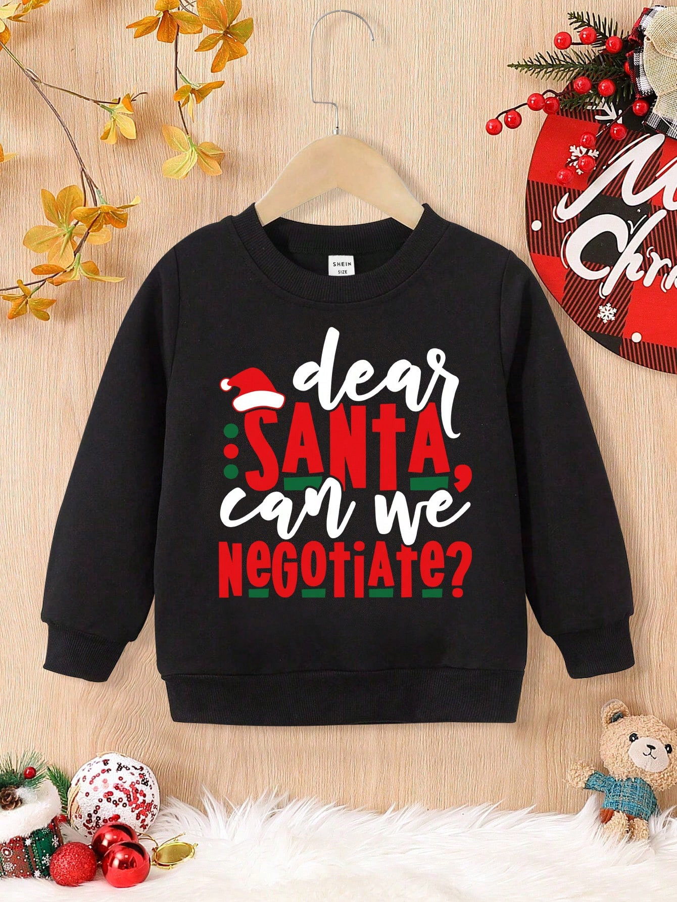 Young Boy Christmas Print Thermal Lined Sweatshirt | SHEIN