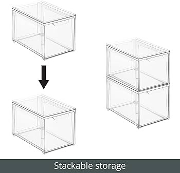 mDesign Storage Box – Stackable Plastic Container with Pull-Out Drawer – Bathroom Organiser B... | Amazon (UK)