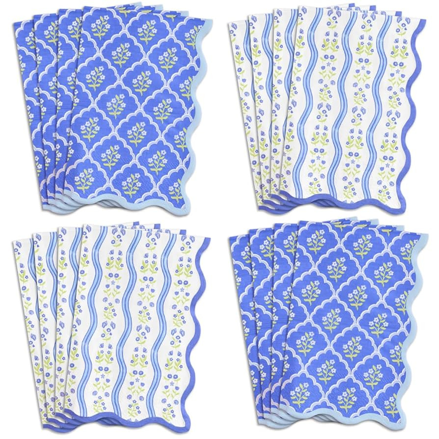 xo, Fetti Coastal Wavy Floral Napkins - 3-ply, 24 pcs | Bachelorette Decorations, Birthday Suppli... | Amazon (US)