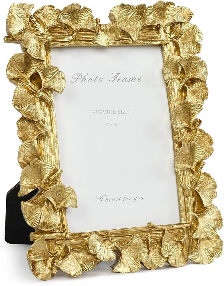 Cuspin Gold Picture Frame 4x6 Vintage Gold Frames, Ornate Leaf Textured Hand-Crafted Resin with G... | Amazon (US)