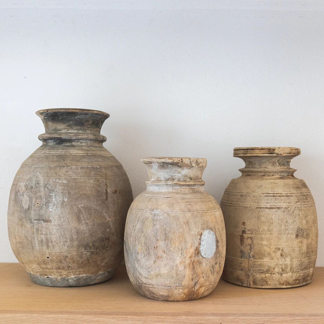 Antique Neutral Wooden Vase, Farmhouse Boho Home Decor, Tabletop Shelf Decor, Wabi Sabi Vase, Vin... | Etsy (CAD)