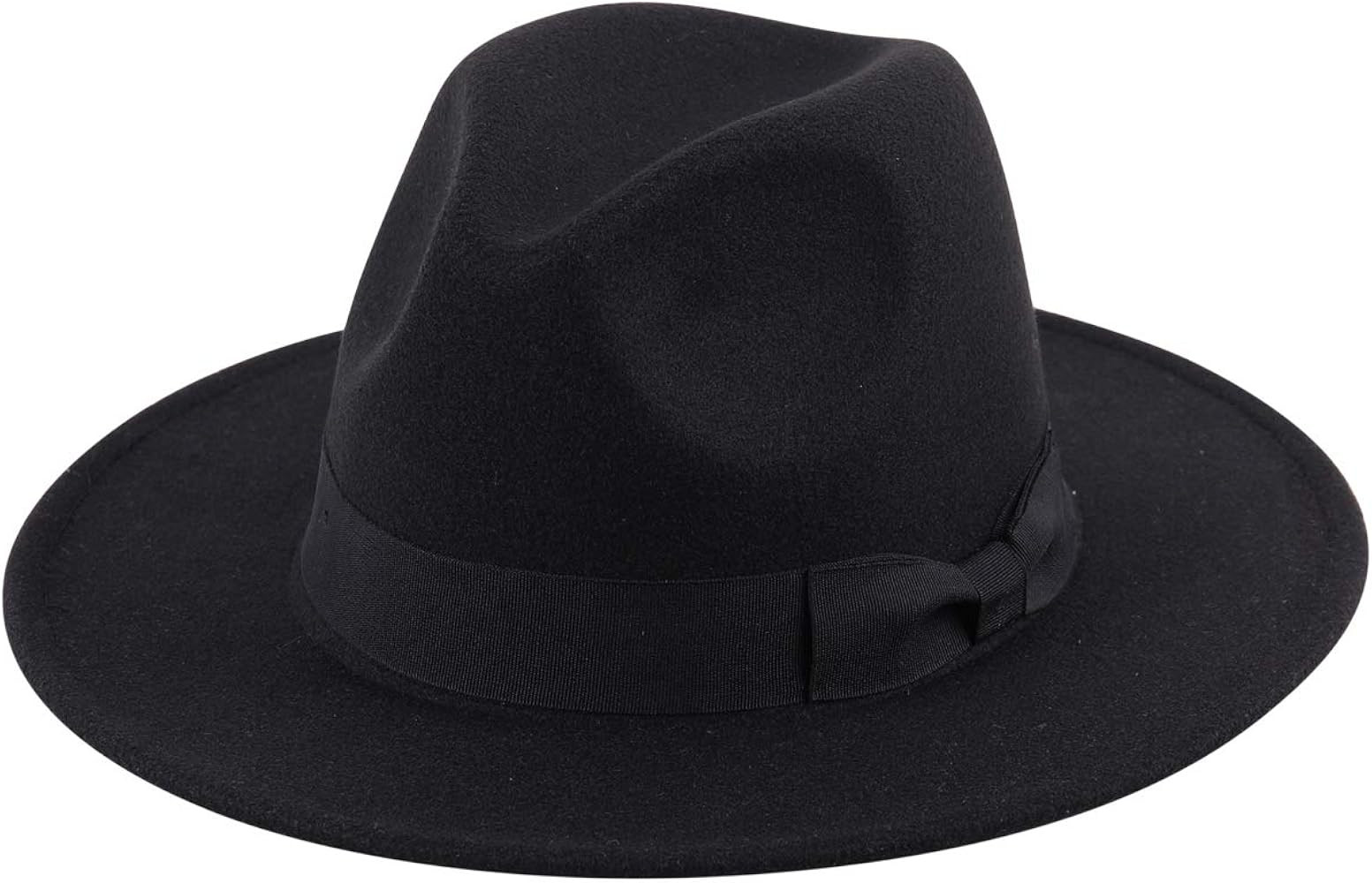 Lanzom Womens Classic Wide Brim Floppy Panama Hat Belt Buckle Wool Fedora Hat | Amazon (US)