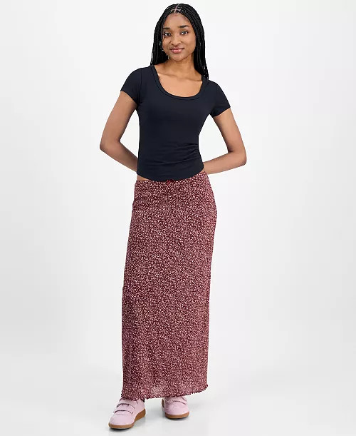 Juniors' Floral-Print Maxi Skirt | Macy's