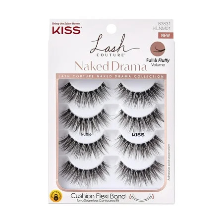 KISS Lash Couture Naked Drama False Eyelashes Multipack Style ‘Ruffle’ - 4 Pairs | Walmart (US)