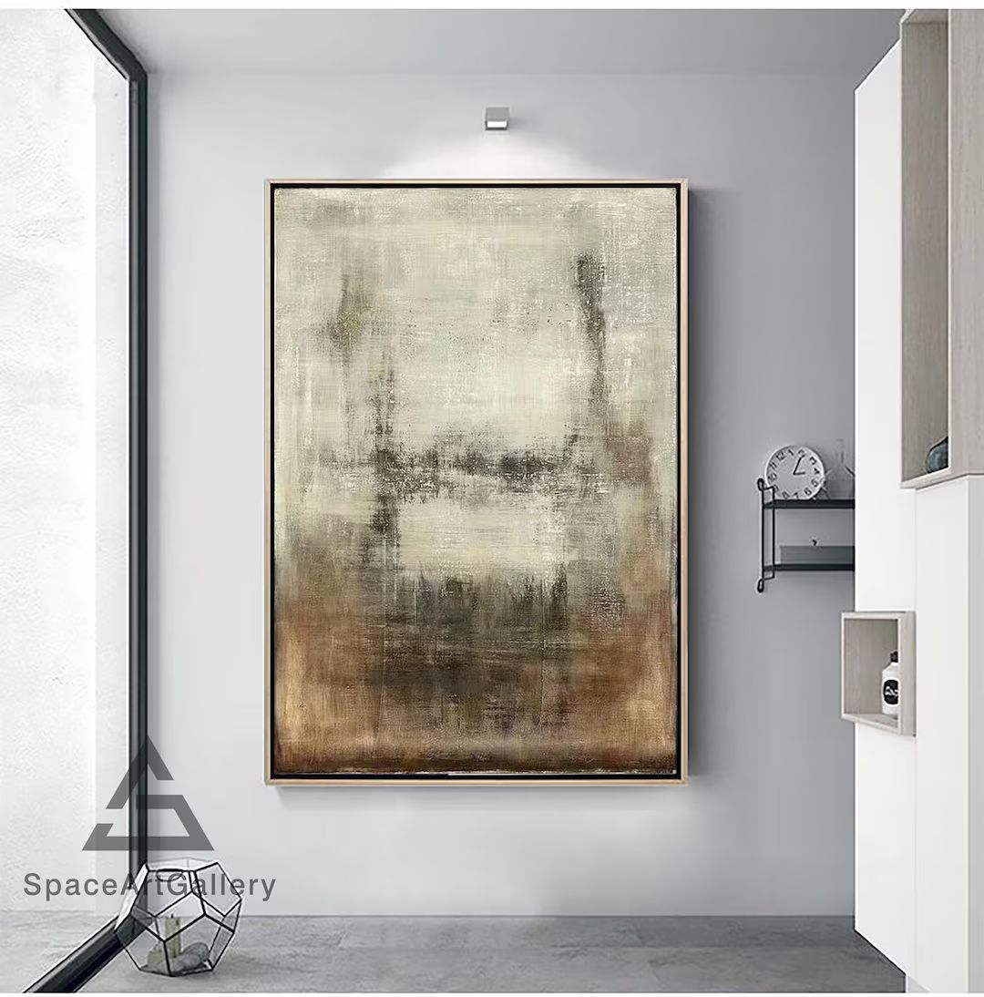 Brown Abstract Art Grey Wall Art Brown Textured Wall Art Beige Canvas Wall Art Grey Painting Mode... | Etsy (US)