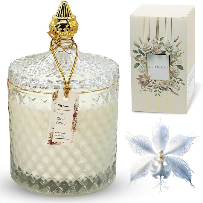 VIONAMI Luxury Scented Candle Gift – Ghost Orchid Rare Flower Fragrance in Elegant Glass Jar, D... | Amazon (US)