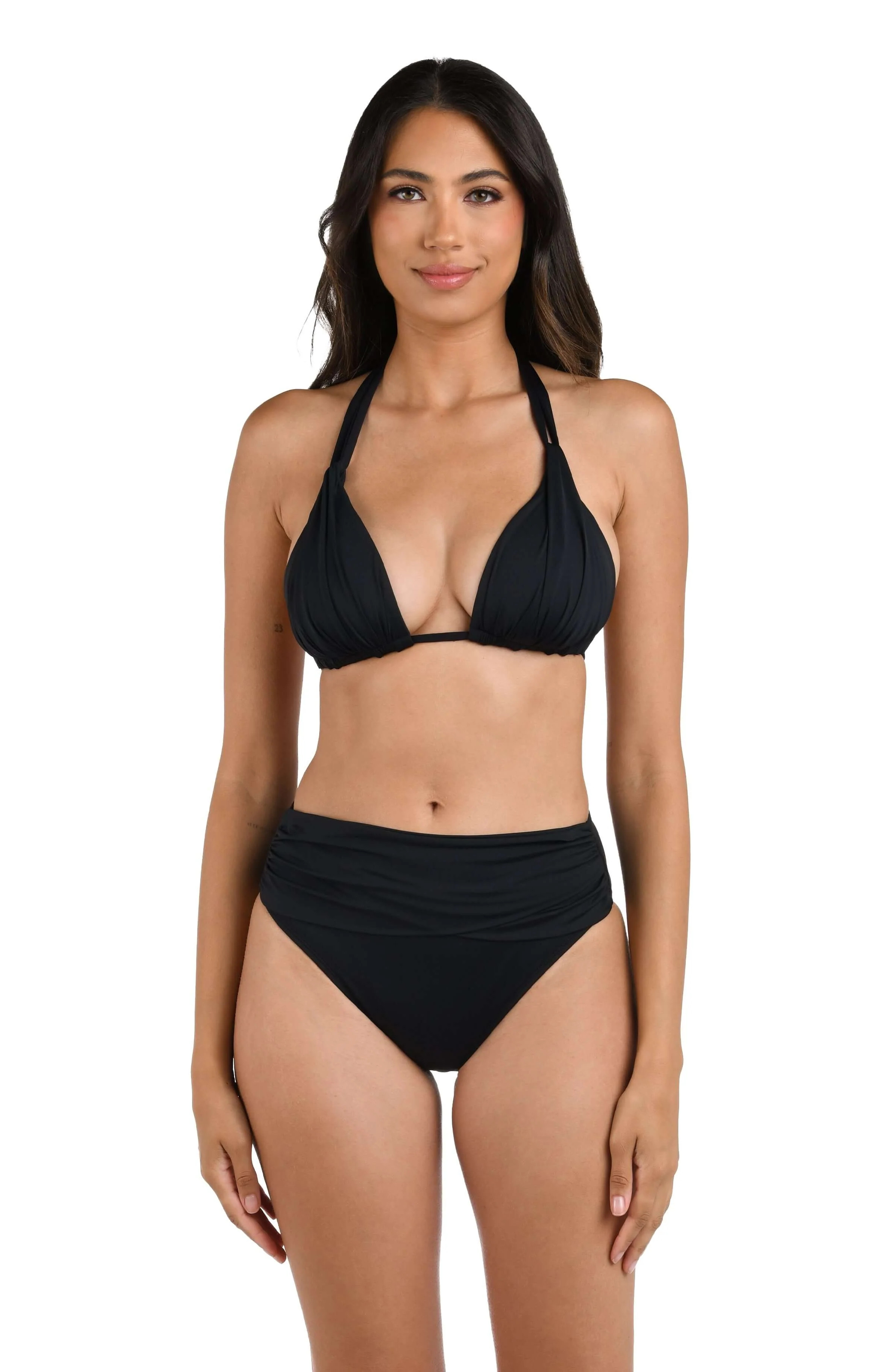 Island Goddess Halter Triangle Top - Black | La Blanca Swim