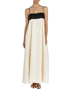 chouyatou Women's Summer Color Block Spaghetti Strap Maxi Linen Dress Long Casual Flowy Beach Sun... | Amazon (US)