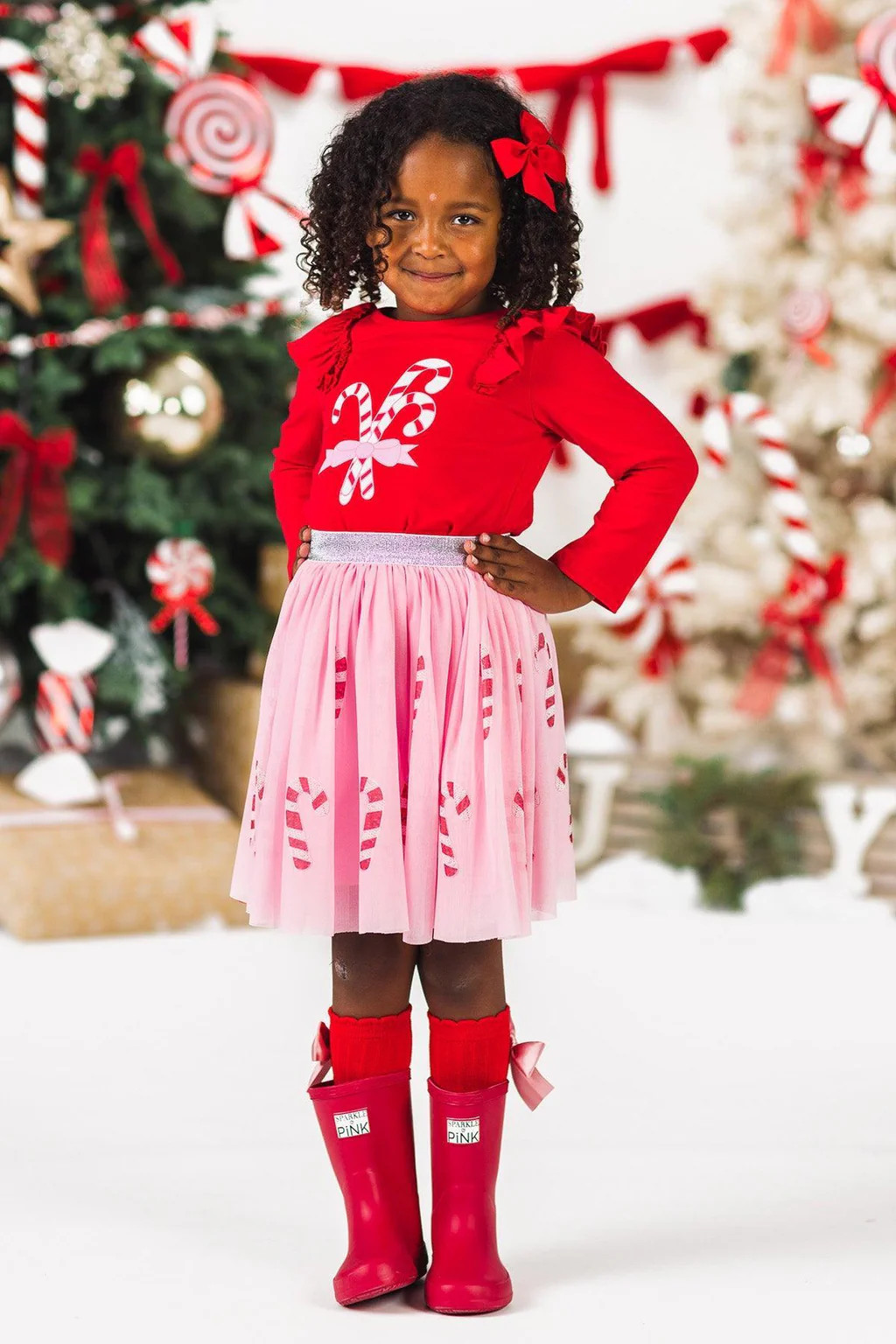 Red & Pink Candy Cane Tutu Skirt Set | Sparkle In Pink