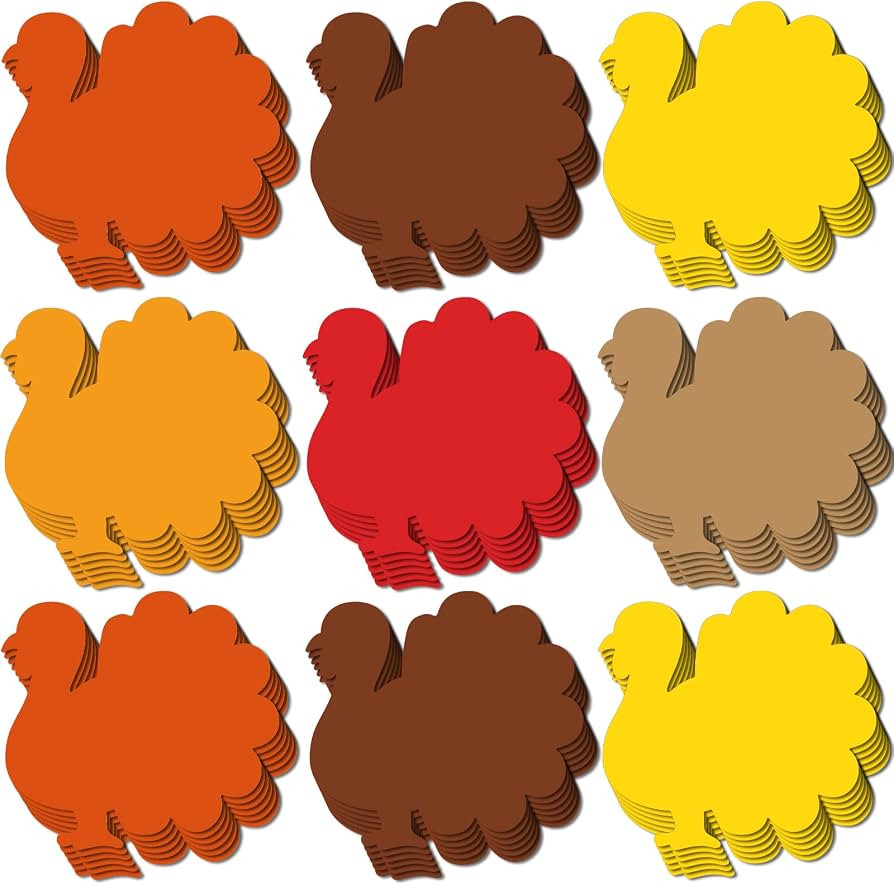 108 Pcs Turkey Cutouts Fall Classroom Decor Assorted Colors Fall Turkey Cutouts for Classroom Aut... | Amazon (US)