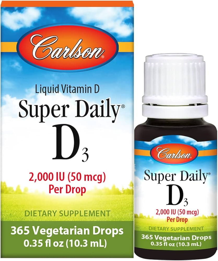 Carlson - Super Daily D3, Vitamin D Drops, 2,000 IU per Drop, 1-Year Supply, Vitamin D3 Liquid, H... | Amazon (US)
