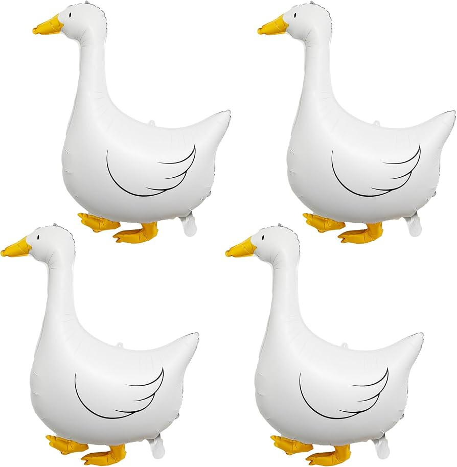 4PCS One Silly Goose Balloons Set \u2013 White Goose Foil Balloons for One Silly Goose Birthday D... | Amazon (US)