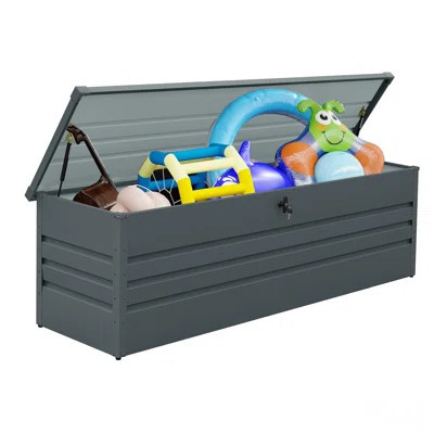 260 Gallon Metal Outdoor Deck Box Waterproof, Extra Large Patio Storage Box With Lockable Storage Containers For Patio Furniture Cushions, Pool Access | Wayfair North America