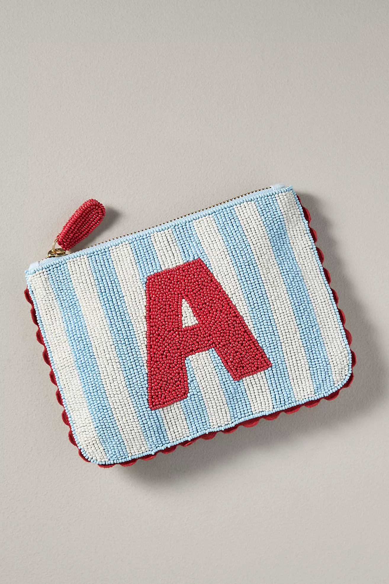 Beaded Monogram Stripe Pouch | Anthropologie (US)