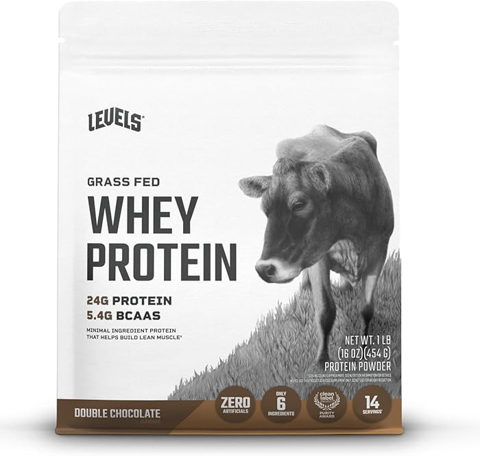 Levels Grass Fed Whey Protein Powder, No Artificials, 24G of Protein, Double Chocolate, 1LB | Amazon (US)