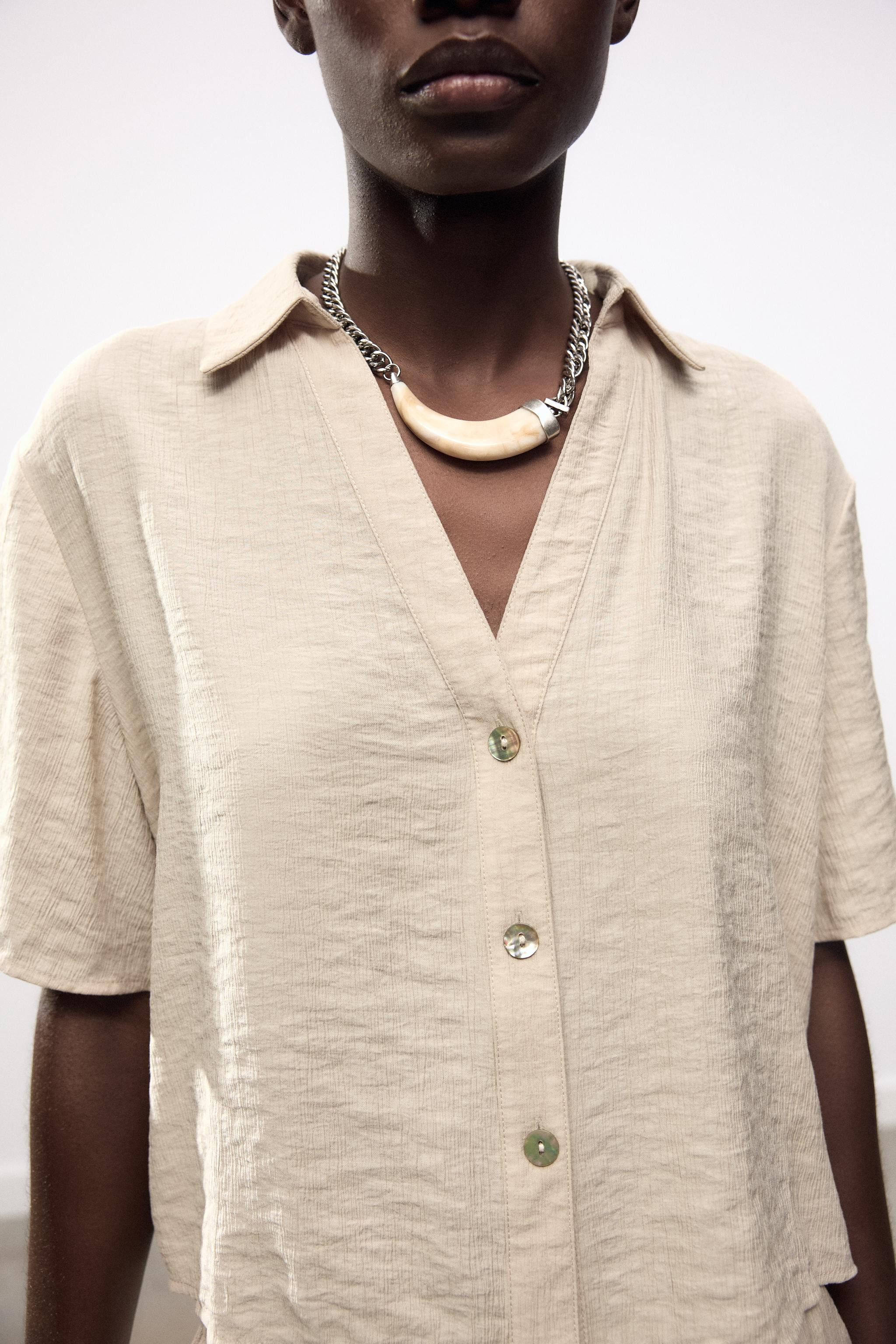 SHORT SLEEVE SHIRT Sand Black | Zara UK
