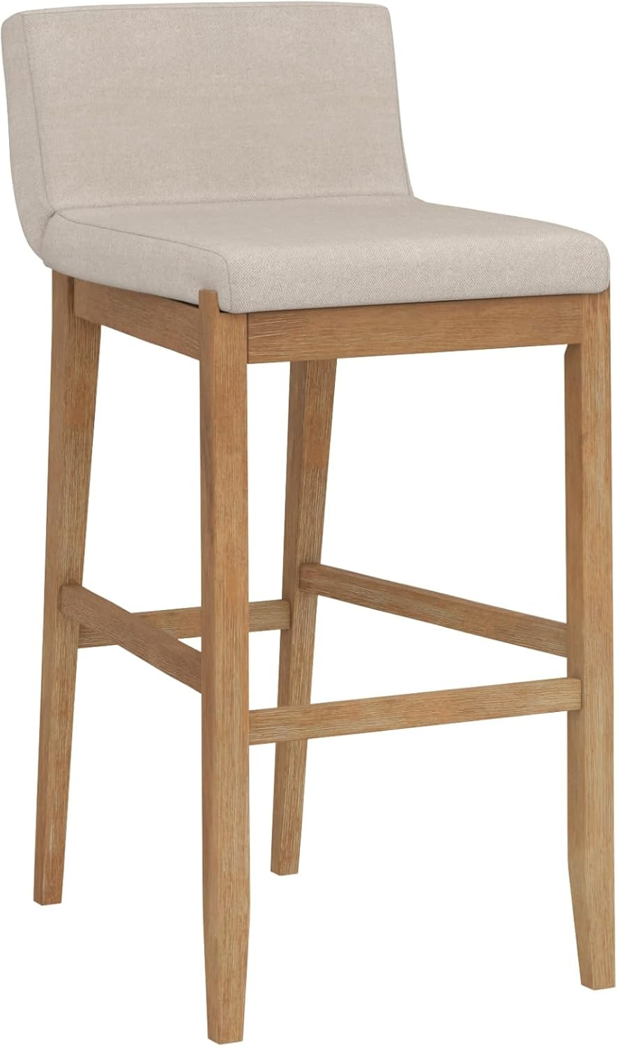 Nathan James Gracie Modern Bar Stool with Back, Cushioned Bar Height Stool with Natural Flax Upho... | Amazon (US)