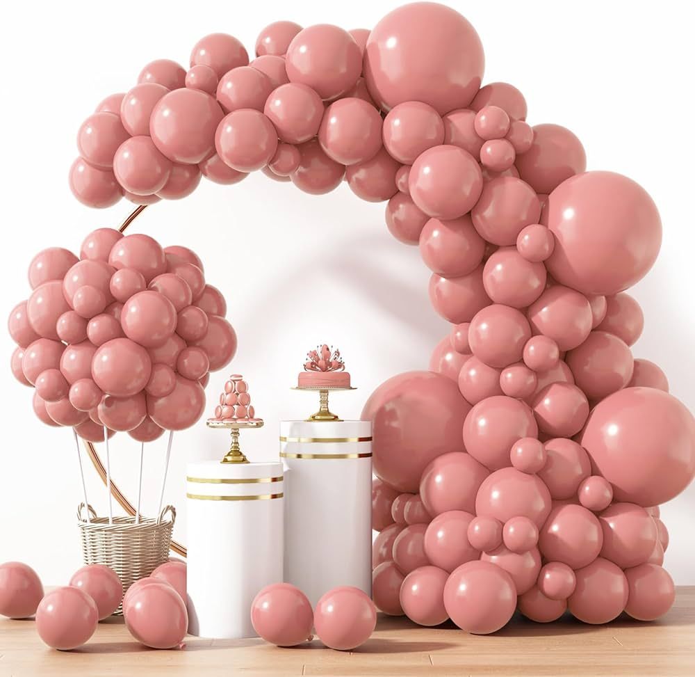 RUBFAC 129pcs Retro Pink Balloons Latex Blush Balloons Different Sizes 18 12 10 5 Inch Party Ball... | Amazon (US)