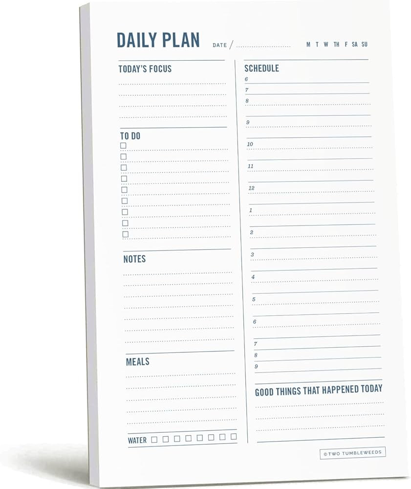 Two Tumbleweeds Daily Planner Notepad with Hourly Schedule - ADHD Planner, Time Block Planner, De... | Amazon (US)