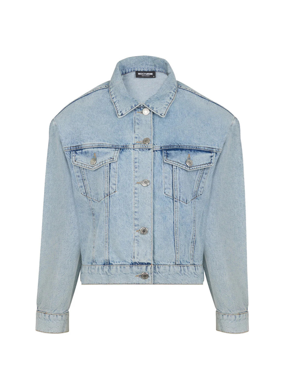 Cropped Denim Jacket with Shoulder Pads | Shop Simon