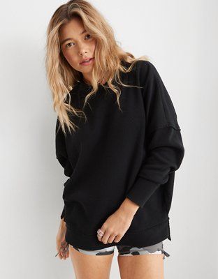 Aerie The Happiest Textured Oversized Crew Sweatshirt | American Eagle Outfitters (US & CA)