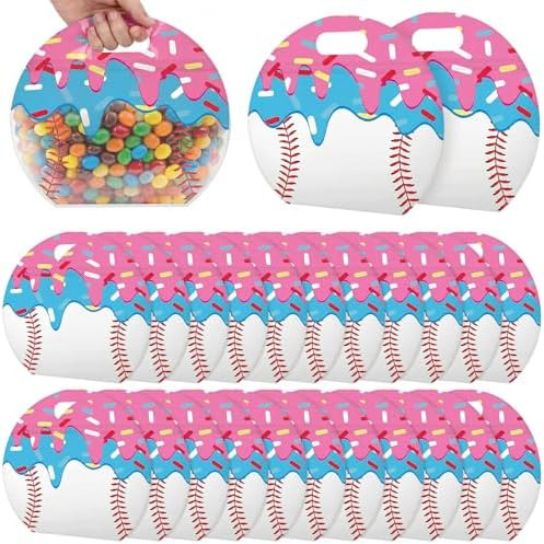Colarr 24 Pcs Baseball Ice Cream Drip Party Favor Bags with Handles Reusable Sealed Treat Candy B... | Amazon (US)