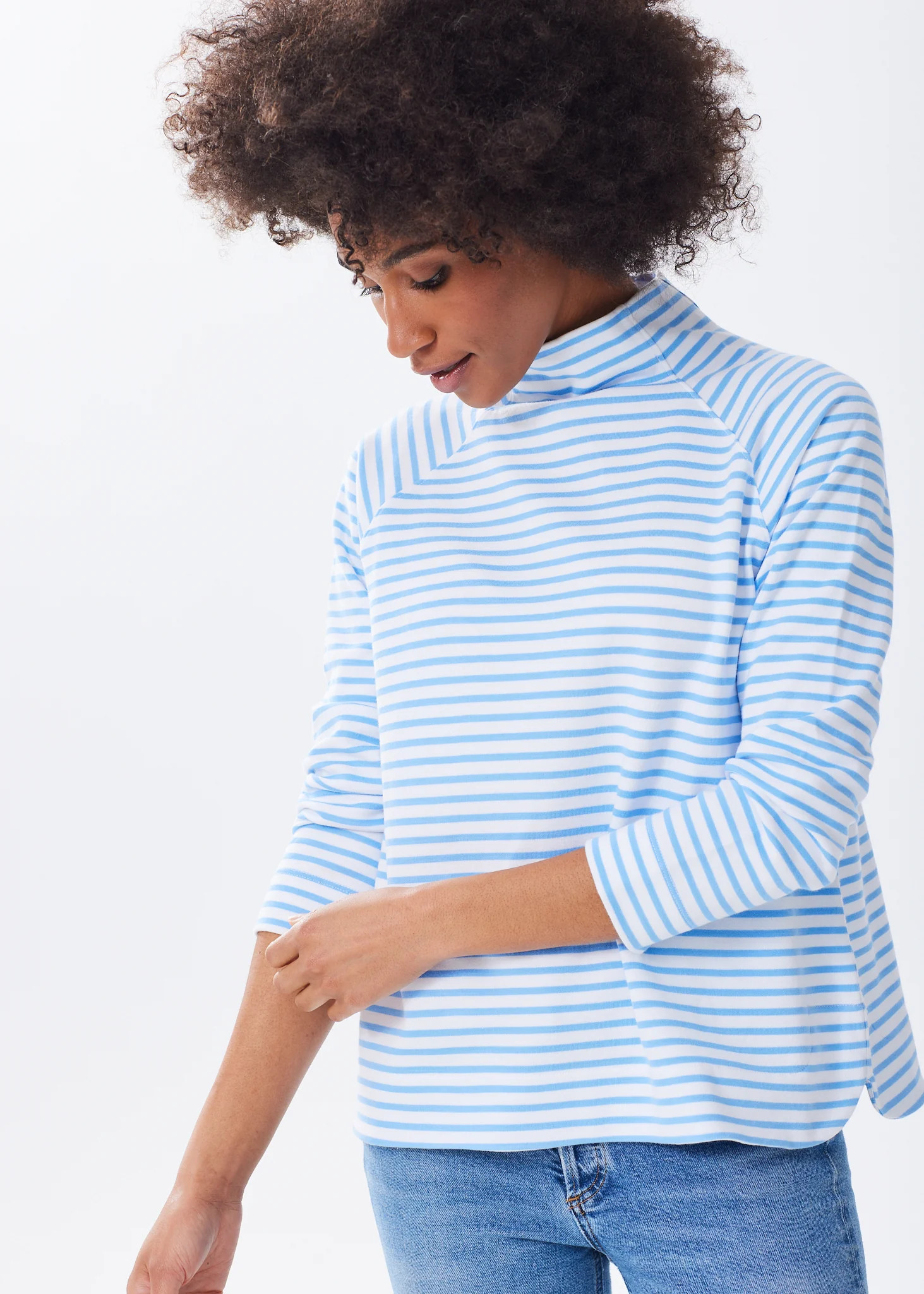The Mock Neck Sweatshirt - Striped | Alice Walk