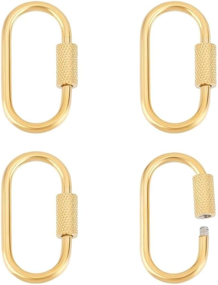 UNICRAFTALE 4Pcs 26mm Oval Screw Locking Carabiner Lock Charm Stainless Steel Key Clasps Metal Go... | Amazon (US)