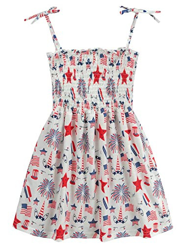Toddler Girl Unicorn Star July 4th Dress Patriotic Outfit Fireworks Sleeveless 4th of July American Flag Clothes Strap USA Stars Sundress Unicorn 4-5T | Amazon (US)