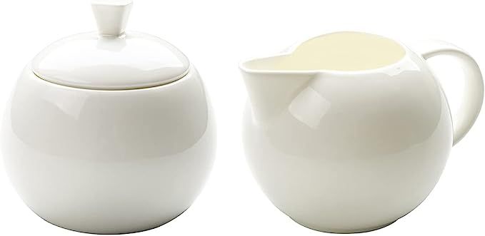 Bicuzat Pure White Porcelain Sugar Bowl and Creamer Set with Lid Creamer Serving Set Coffee Servi... | Amazon (US)